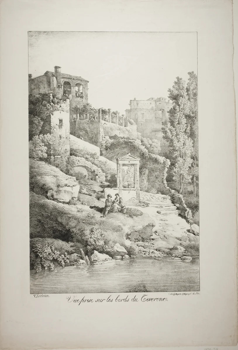 View From the Banks of the Teverone by Claude Thienon, print, 1817
