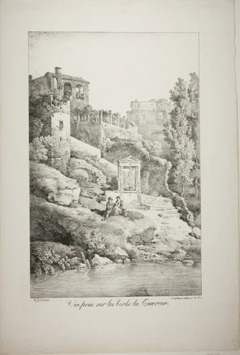 View From the Banks of the Teverone by Claude Thienon, print, 1817