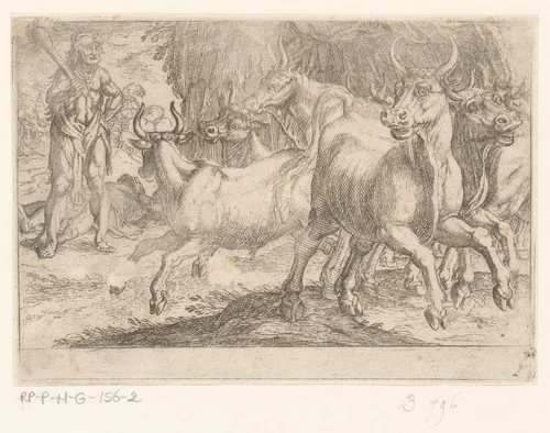 Hercules en de runderen van Geryon by Antonio Tempesta, print, 1608