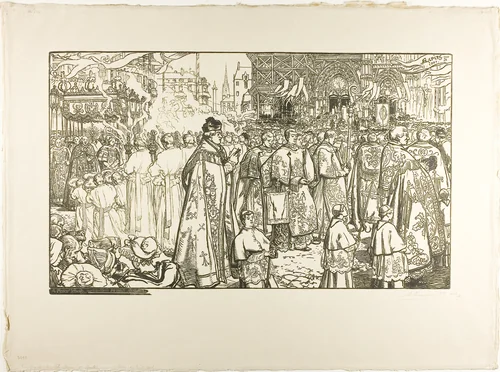 The Corpus Christi Procession, Nantes by Louis Auguste Lepère, print, 1901