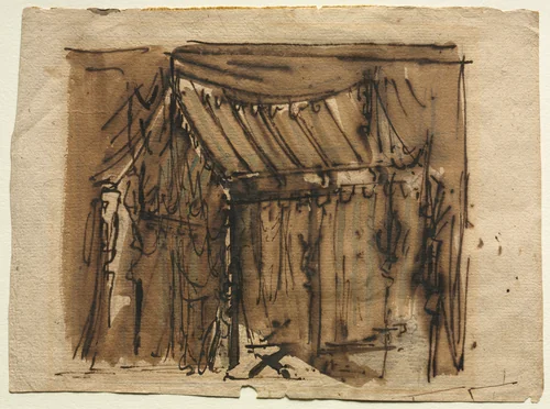Tent (recto); Two Sketches (verso) by Josef Platzer, drawing, 1875-1899