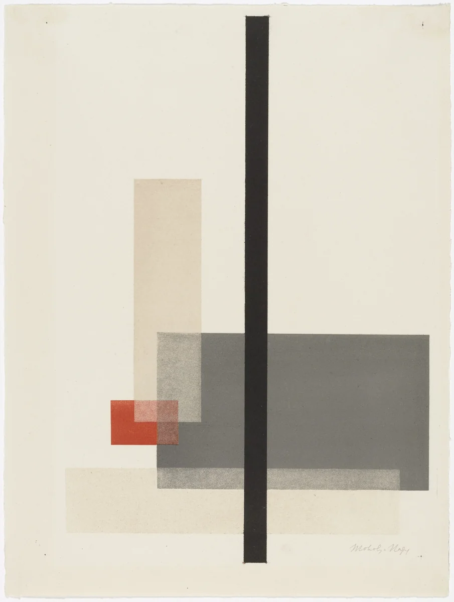 Composition from Masters' Portfolio of the Staatliches Bauhaus (Meistermappe des Staatlichen Bauhauses) by László Moholy-Nagy, print, 1923