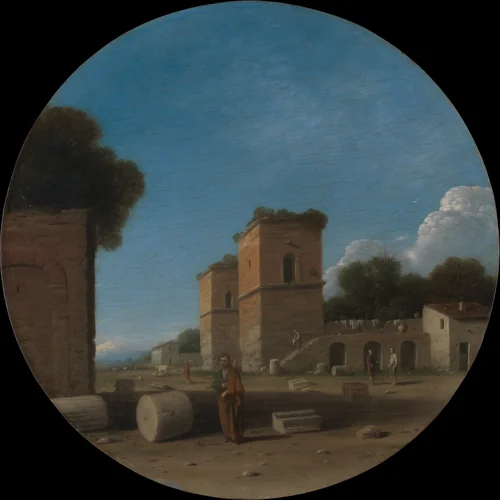 A Roman Landscape with Figures by Goffredo Wals, painting, 1630-1639