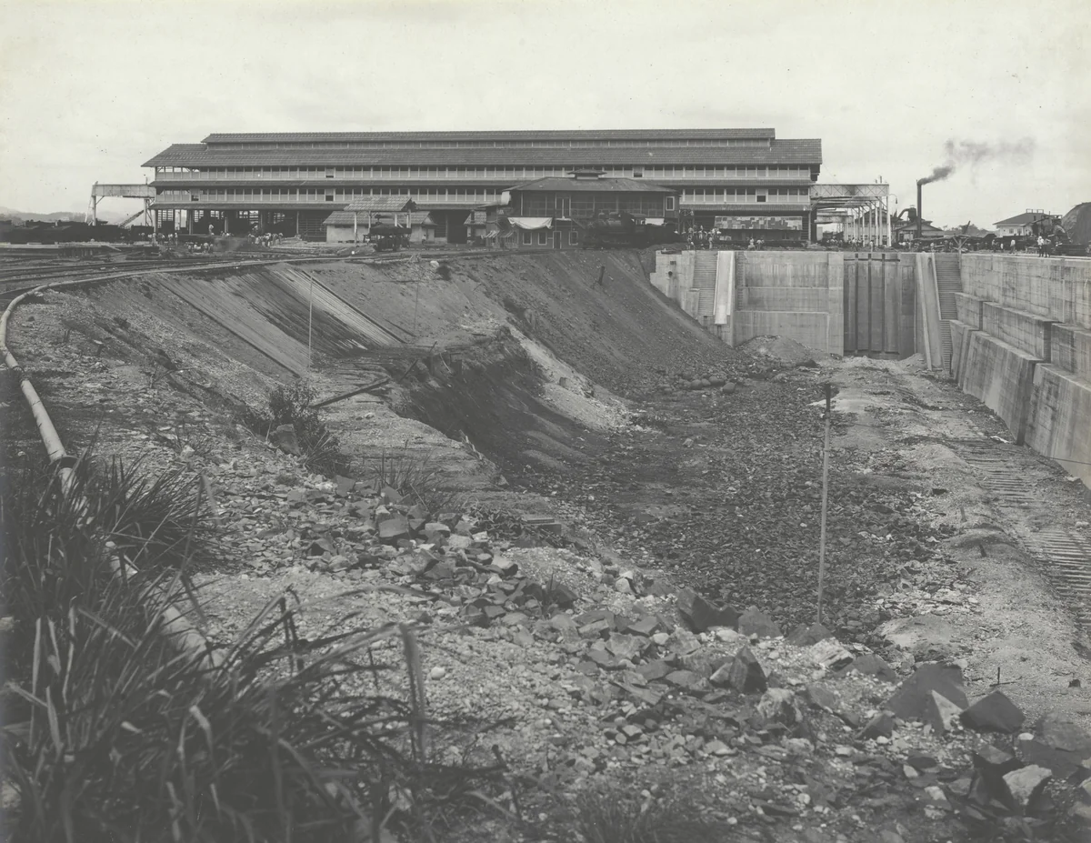 Balboa Terminals. Dry Dock #2. Looking east before flooding by Unidentified Photographer, photograph, 1916