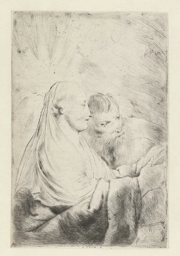 Maria en Jozef by Pieter Fransz de Grebber, print, 1610-1655