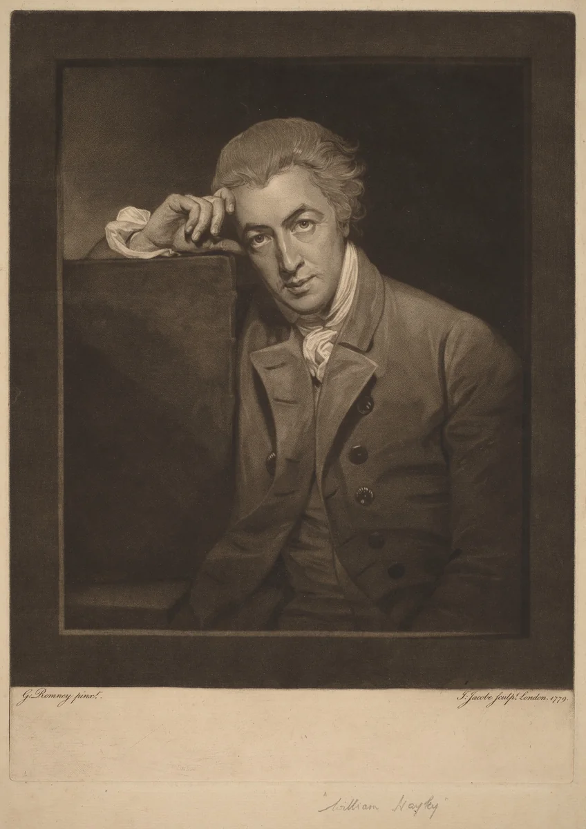 William Hayley by Johann Jacobé; George Romney, print, 1779