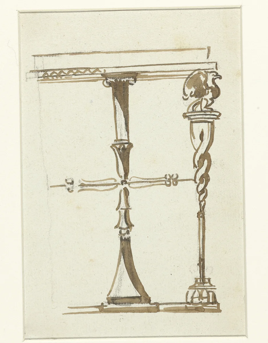 Poten van een tafel met een zittende griffioen by Etienne de Lavallée-Poussin, drawing, 1750-1793