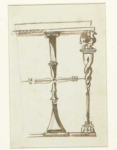 Poten van een tafel met een zittende griffioen by Etienne de Lavallée-Poussin, drawing, 1750-1793