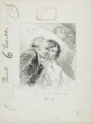 Les-Parents-Terribles series: Yes, but you will see the captain... by Paul Gavarni, print, 1853