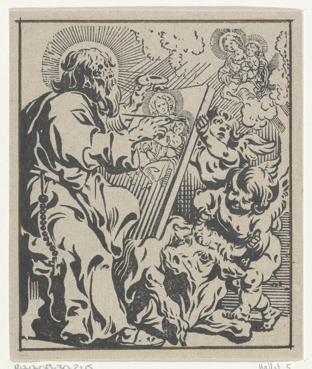 Lucas de evangelist by Antoine Sallaert, print, 1590-1650