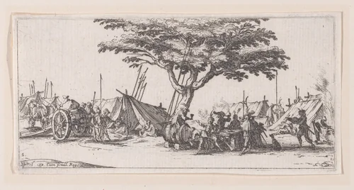 Le Campement (The Camp), plate 1 from "Les Petites Misères de la Guerre" (The Little Miseries of War) by Jacques Callot, print, 1636