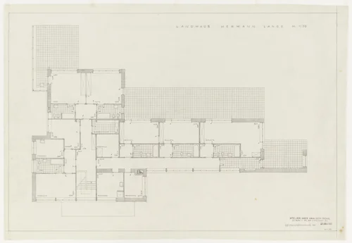 Hermann Lange House, Krefeld, Germany, Plan by Ludwig Mies van der Rohe, mies van der rohe archive, 1927