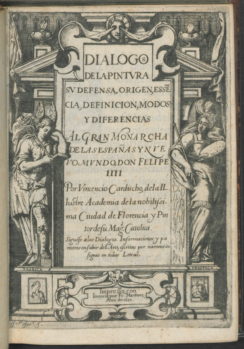 Dialogos de la pintvra : sv defensa, origen, essecia, definicion, modos y diferencias by Vicente Carducho, artwork, 1633