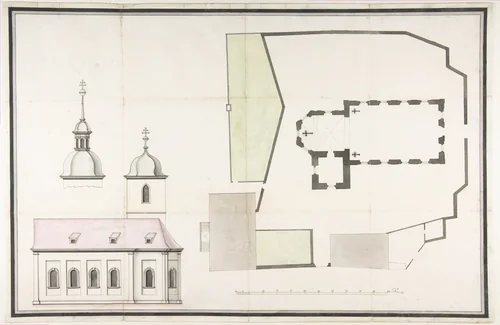 Design for the Parish Church of Merkershausen by Balthasar Neumann, drawing, 1738