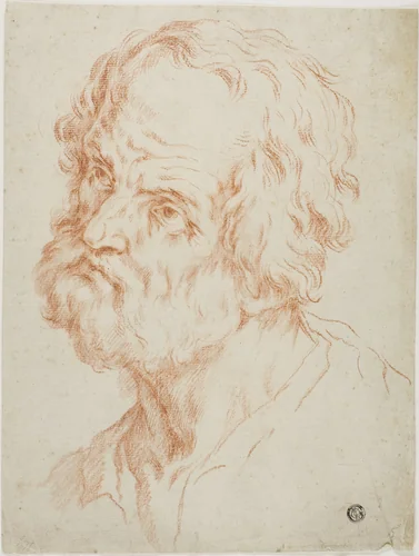 Male Head by Simone Cantarini, drawing, 1632-1799