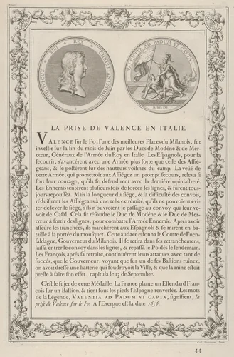 Medal commemorating the Capture of Valencia in Italy (La Prise de Valence en Italie) by Louis Simonneau, print, 1685-1695