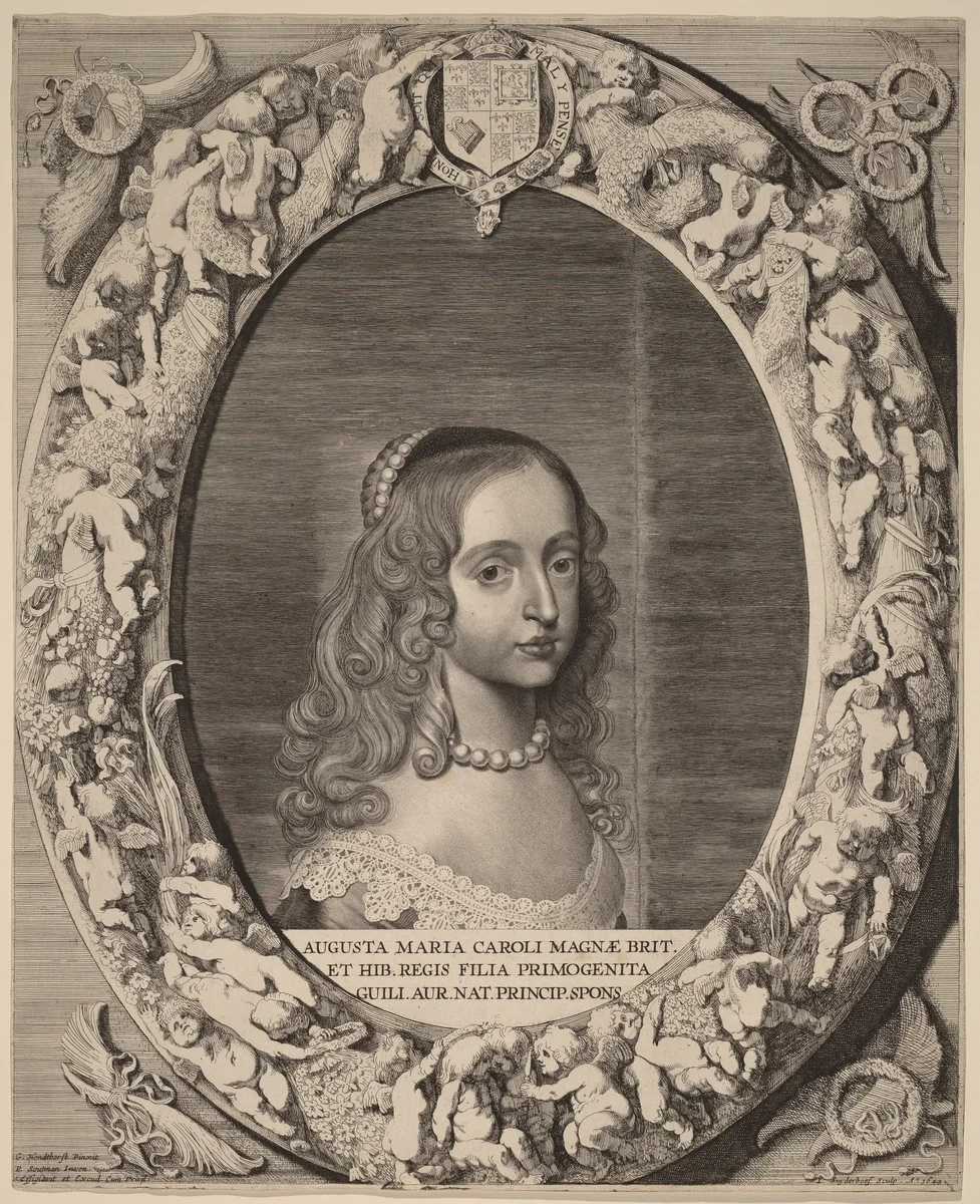 Mary I Stuart by Jonas Suyderhoff; Pieter Claesz Soutman; Gerrit van Honthorst, print, 1643