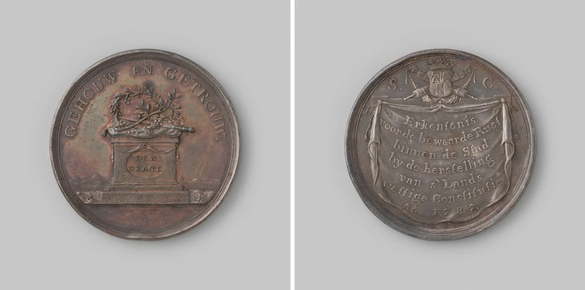 Erkentenispenning voor de rustbewaarders te Rotterdam by anonymous, metalwork, 1787