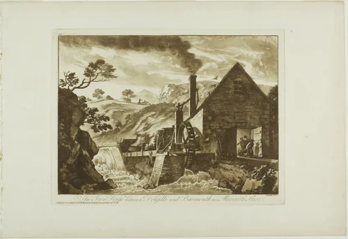 The Iron Forge between Dolgelli and Barmouth in Merioneth Shire, plate six from Twelve Views in North Wales by Paul Sandby, print, 1776