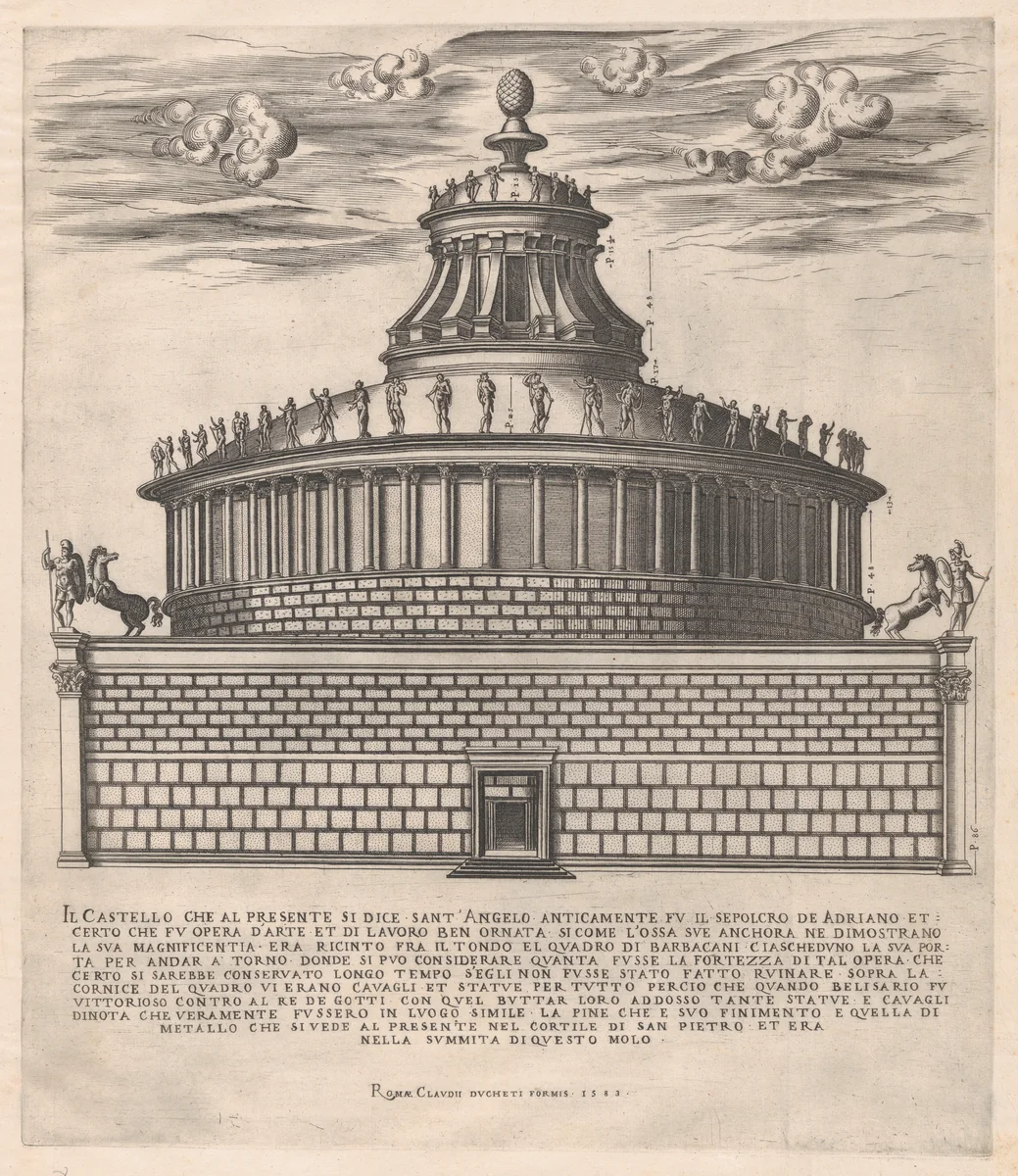 The Sepulchre of Hadrian, from "Speculum Romanae Magnificentiae" by anonymous, print, 1583