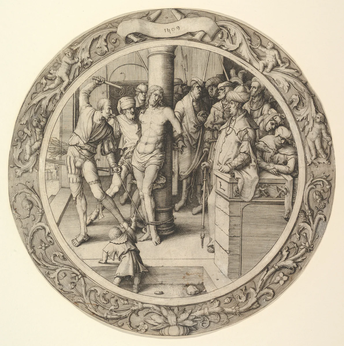 The Flagellation, from the Circular Passion by Lucas van Leyden, print, 1509