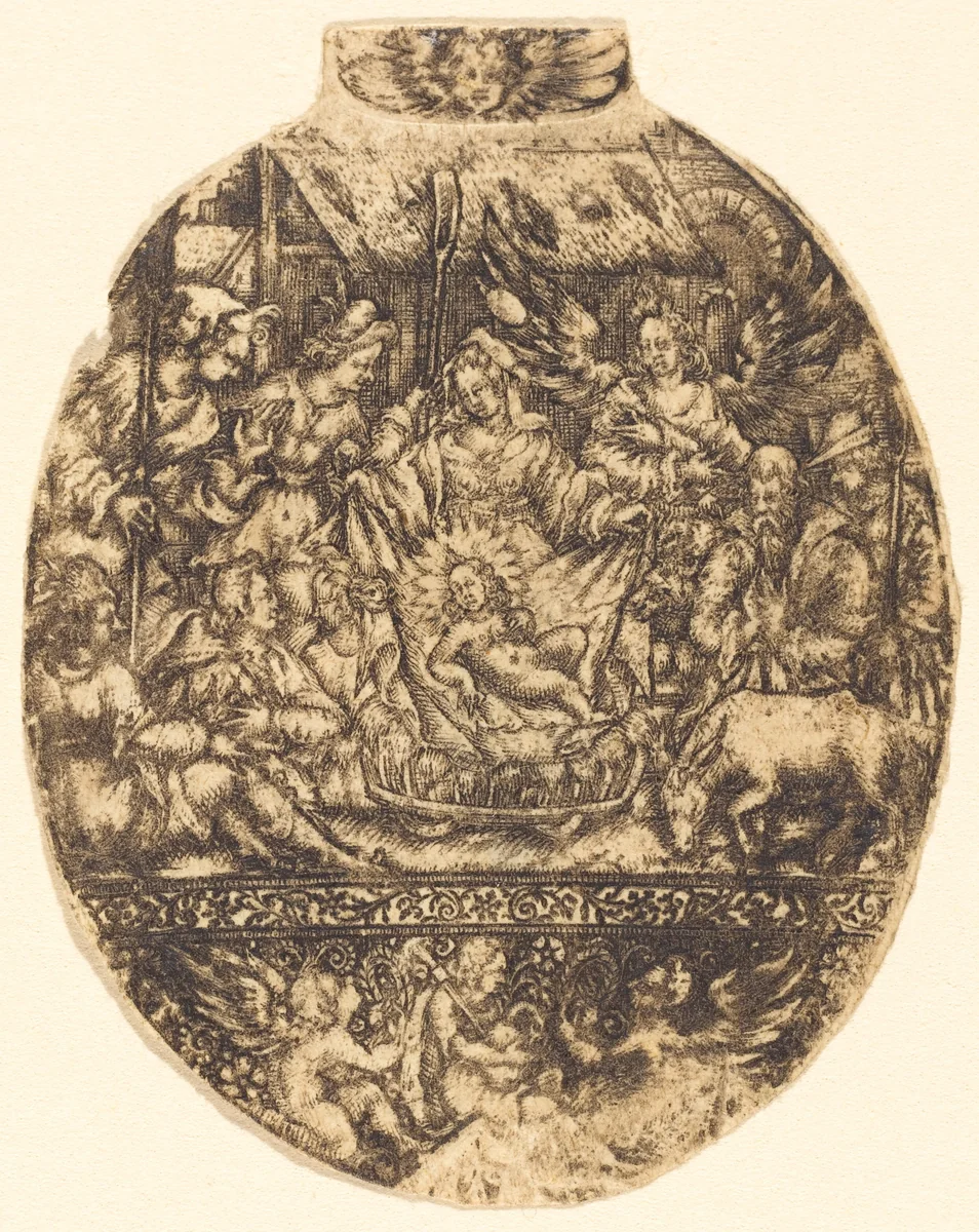The Adoration of the Shepherds by Antoine Jacquard, print, 1572-1652