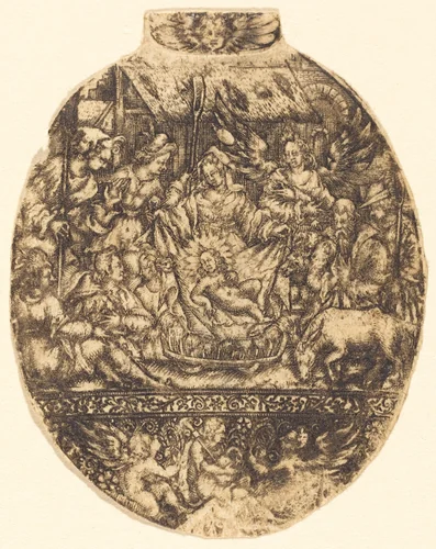 The Adoration of the Shepherds by Antoine Jacquard, print, 1572-1652