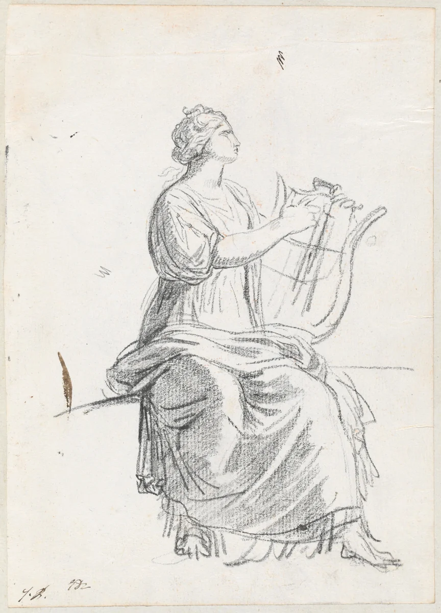Woman with a Lyre by Jacques-Louis David, drawing, 1775-1780