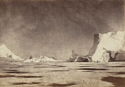 "Among the field ice and icebergs in August" by George P. Critcherson, John L. Dunmore, William Bradford, photograph, 1869