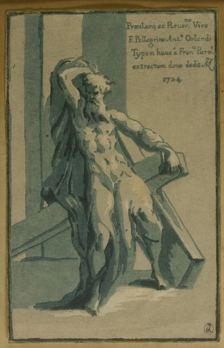 Saint Andrew Seated on His Cross by Anton Maria Zanetti, print, 1724