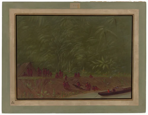 A Mura Encampment - Boat Sketch by George Catlin, painting, 1854-1869