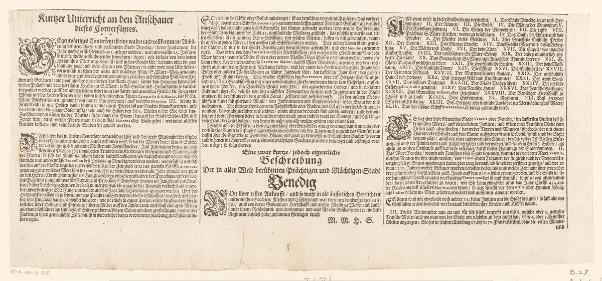 Onderschrift van de Festa della Sensa (eerste gedeelte) by Jost Amman, print, 1697