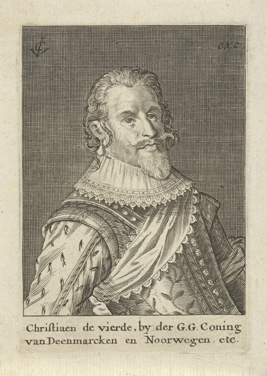 Portret van Christiaan IV, koning van Denemarken en Noorwegen by anonymous, print, 1612-1652