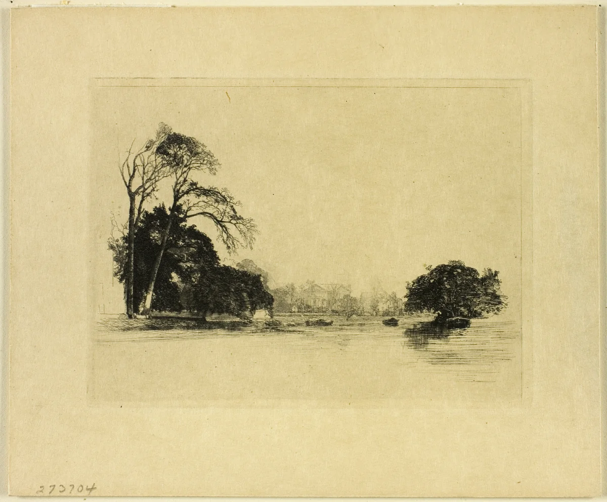 Banks of the Thames Near London by Maxime Lalanne, print, 1869