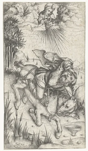 De bekering van de H. Paulus by Meester van het Amsterdamse Kabinet, print, 1473-1477