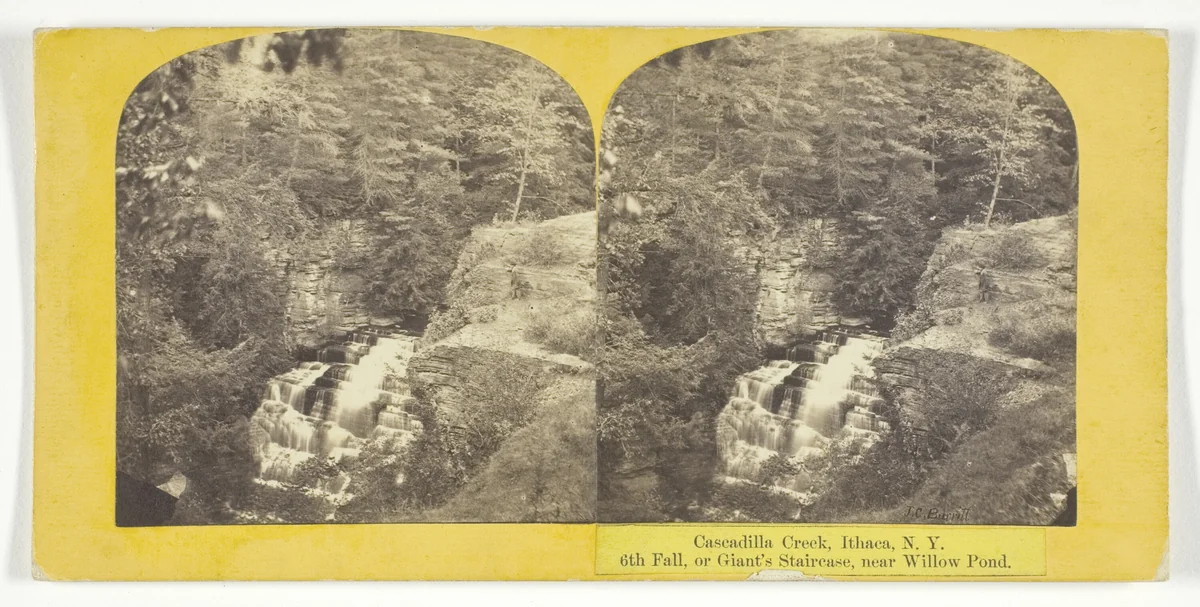 Cascadilla Creek, Ithaca, N.Y. 6th Fall, or Giant's Staircase, near Willow Pond by J. C. Burritt, photograph, 1860-1865
