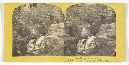 Cascadilla Creek, Ithaca, N.Y. 6th Fall, or Giant's Staircase, near Willow Pond by J. C. Burritt, photograph, 1860-1865