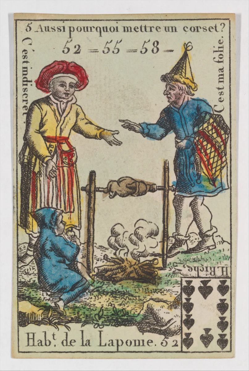 Hab.t de la Laponie, from the playing cards (for quartets) "Costumes des Peuples Étrangers" by anonymous, print, 1700-1799
