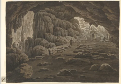 Cave of Pan, near Sunium, Greece by Simone Pomardi, drawing, 1805