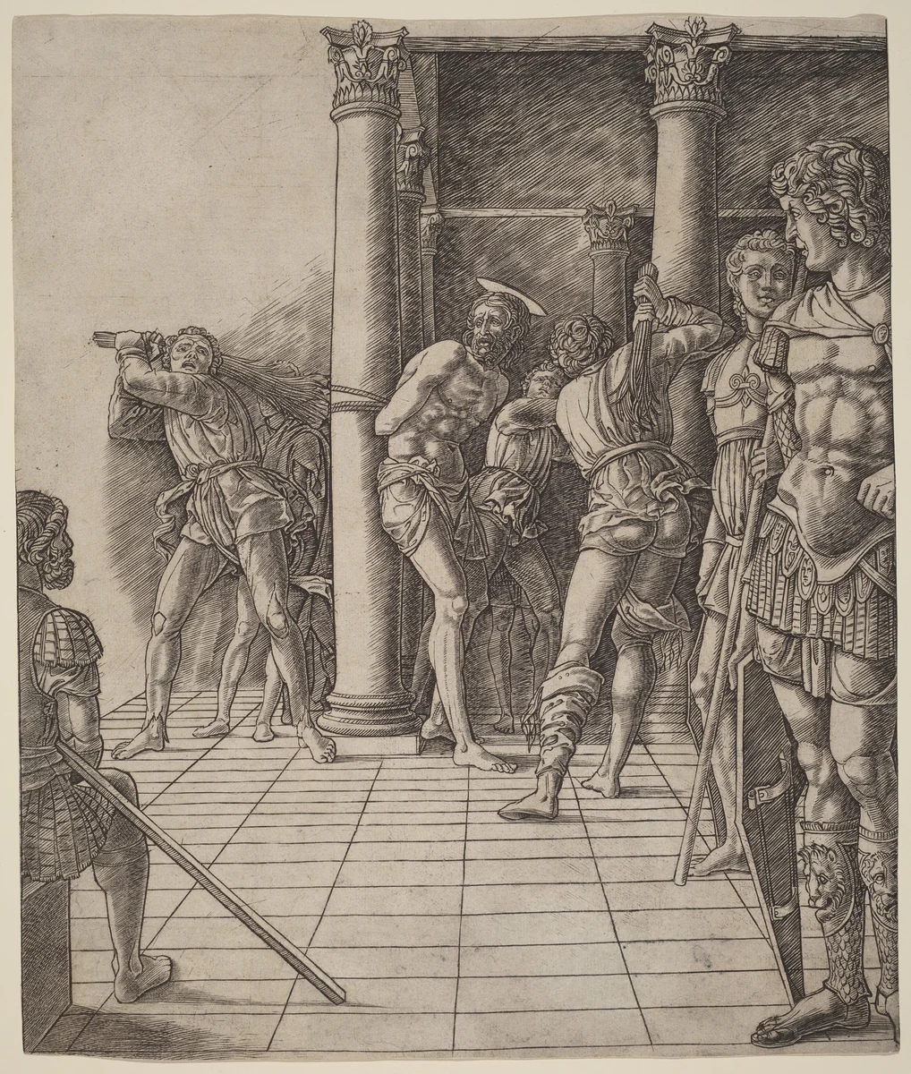 Flagellation of Christ, with the Pavement by Andrea Mantegna, print, 1475-1480