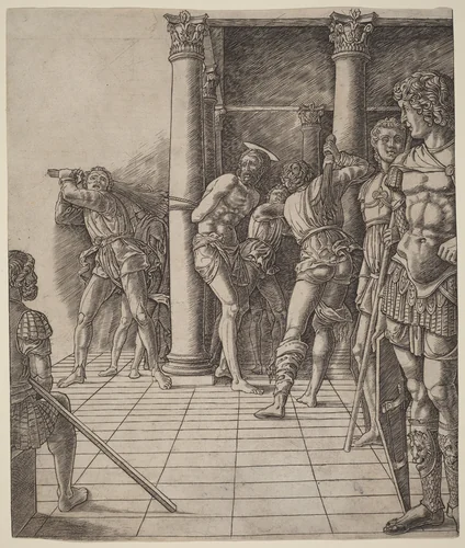 Flagellation of Christ, with the Pavement by Andrea Mantegna, print, 1475-1480