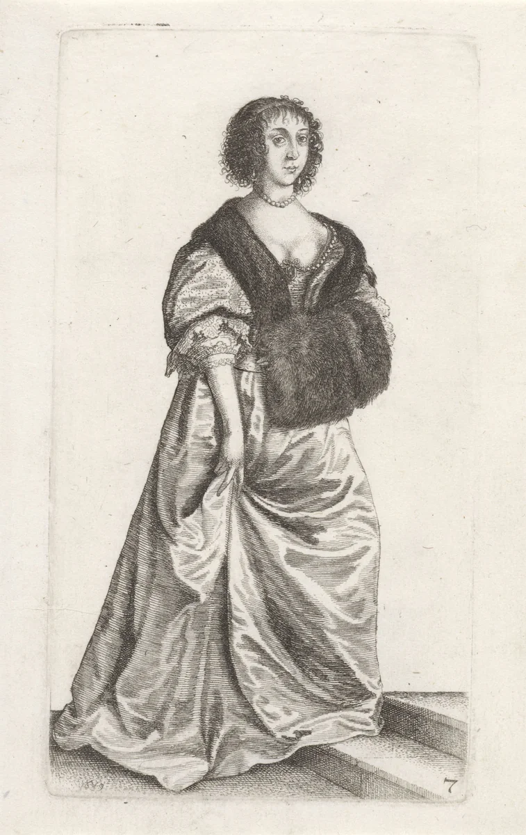 Ornatus Muliebris Anglicanus (De kleding van Engelse vrouwen) by Wenceslaus Hollar, print, 1639