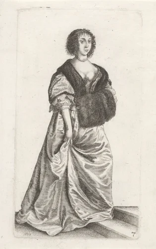 Ornatus Muliebris Anglicanus (De kleding van Engelse vrouwen) by Wenceslaus Hollar, print, 1639