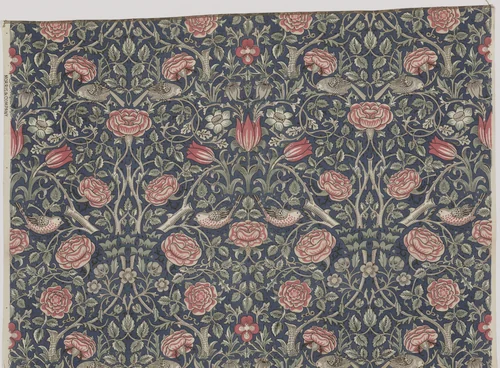 Tudor Rose Pattern Printed Fabric (no. 23591) by William Morris, design, 1883