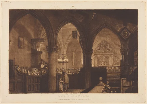 Interior of a Church by Joseph Turner, print, 1819