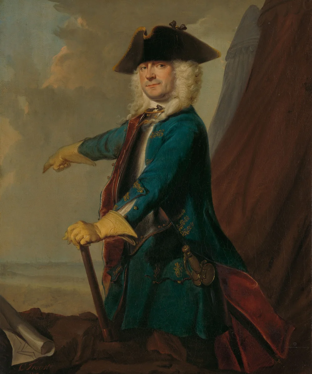 Gerrit Sichterman (1688-1730). Quartermaster-General of the Cavalry, Colonel of the Oranje-Groningen Infantry Regiment, Commandant of Grave by Cornelis Troost, painting, 1725