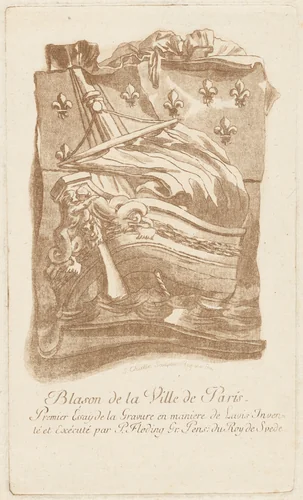Blason de la Ville de Paris (Arms of the City of Paris) by Per Gustaf Floding; Simon Challes, print, 1761-1762