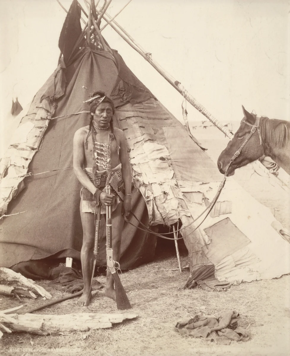 Blackfoot Brave with Pony by William McFarlane Notman, photograph, 1889