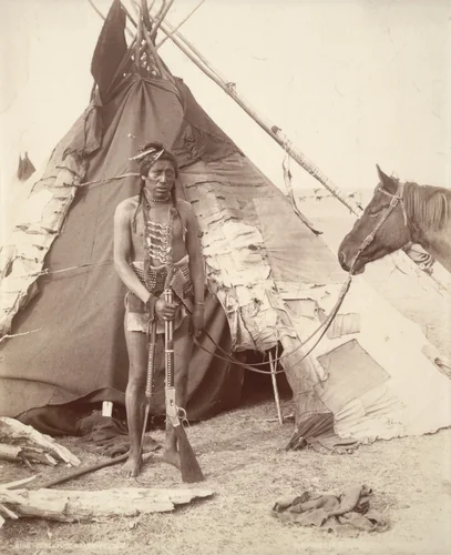 Blackfoot Brave with Pony by William McFarlane Notman, photograph, 1889
