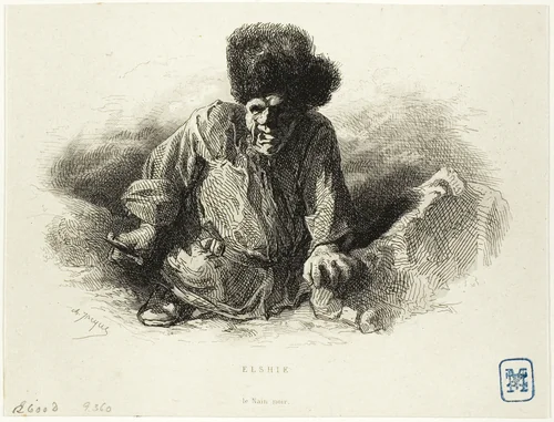 Elshie, the Black Dwarf by Charles-Émile Jacque, print, 1833-1894